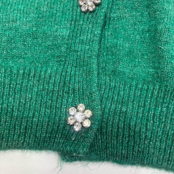 Zara Cardigan Women Size L Green Button Down Embellished Button Long Sleeves - Picture 3 of 13